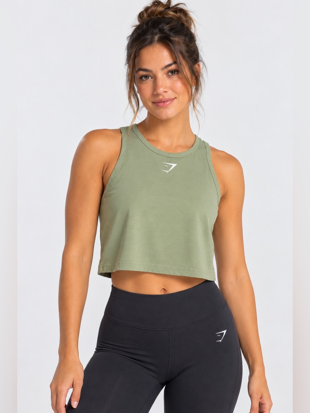 Gymshark Lifting Essential Cotton Crop Tank NWT Size S Green